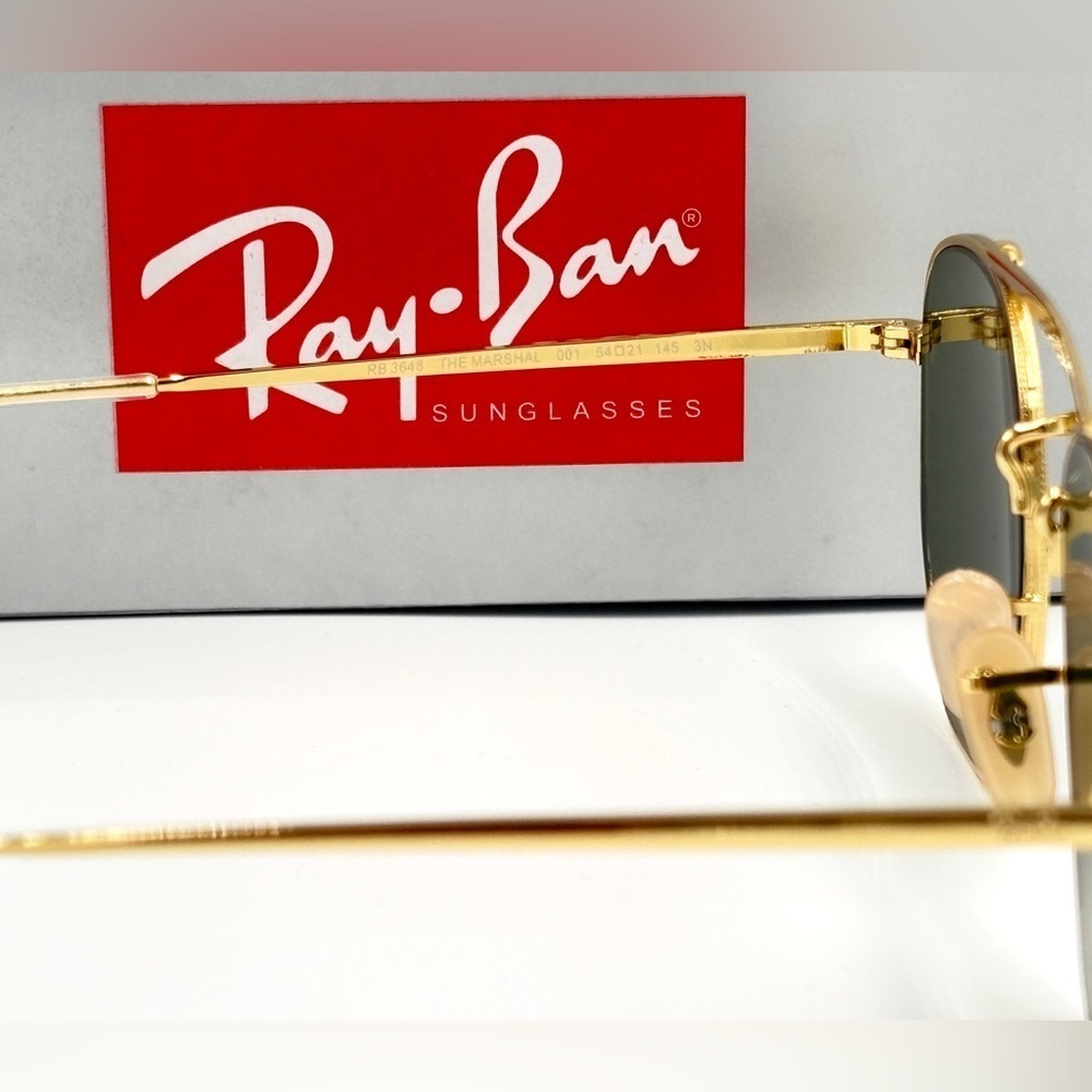 Ray-Ban Marshal Sunglasses Gold Hexagon Frame RB3648 001 54-21 Smoke Lens 343 - Picture 17 of 17